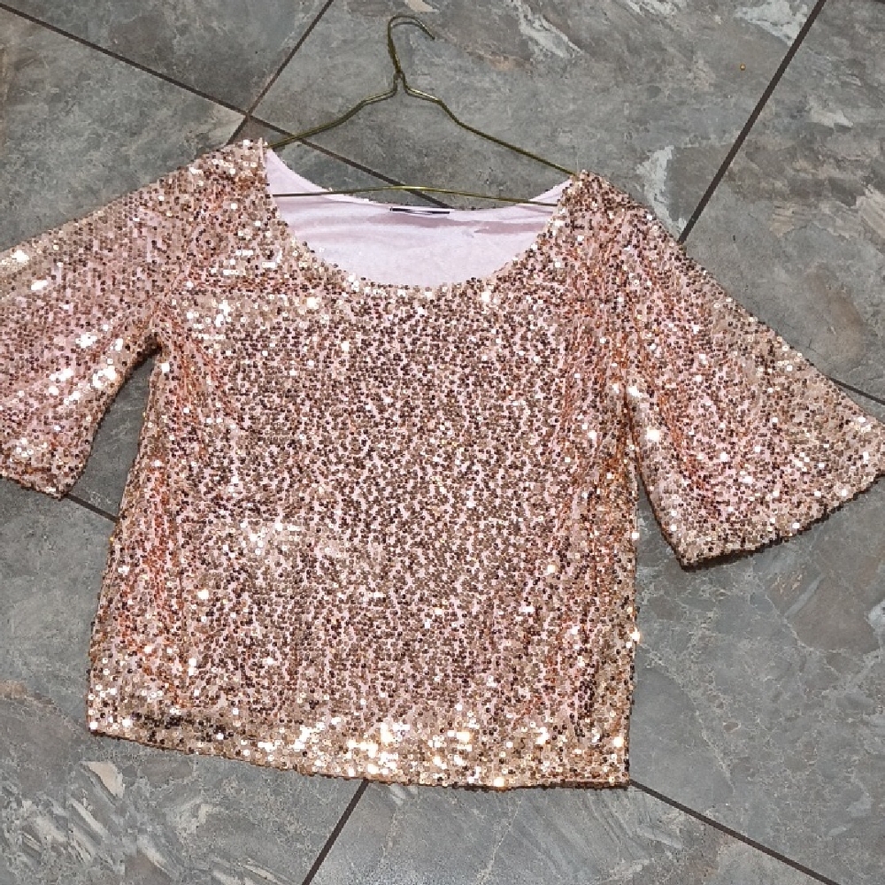 Sequin Blouse in Rose Gold
